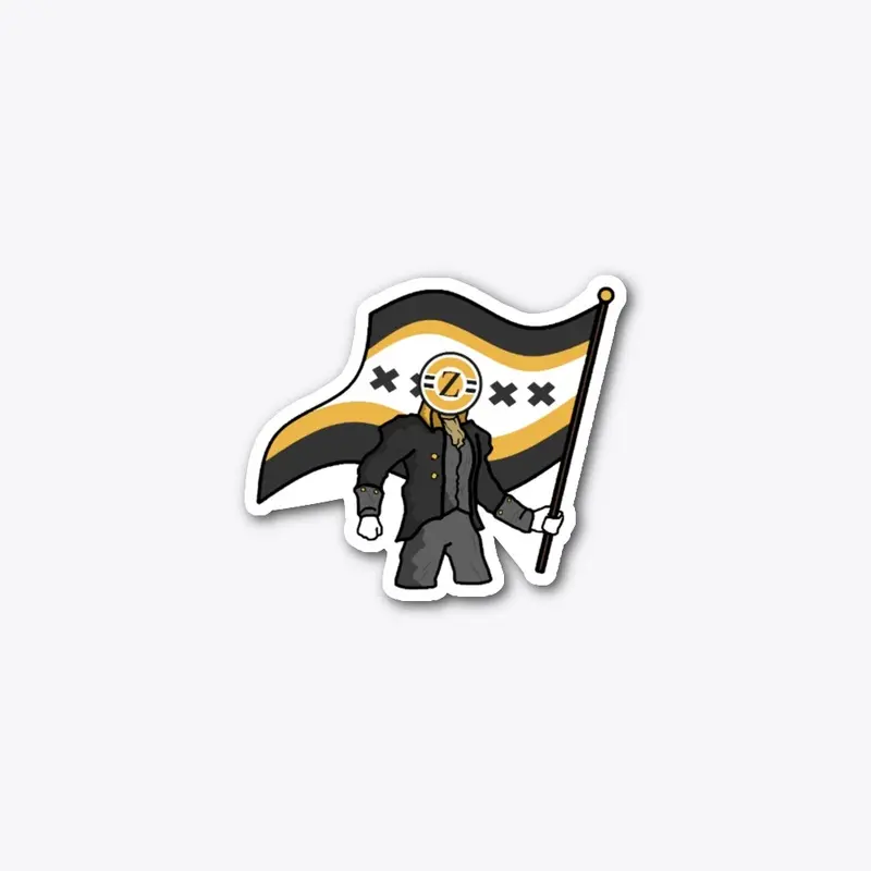 Monsieur Z Holding Flag 3x3 In Sticker